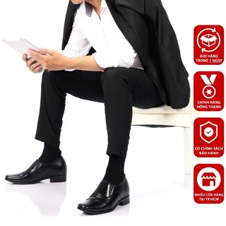 Giày Đế Độn Cao Nam HỒNG THẠNH Giày Tây Tăng Chiều Cao Đế 6 Phân Da Bò Màu Đen Sang Trọng - 0076