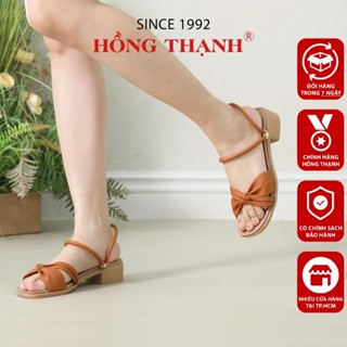  Giày Sandal Nữ HỒNG THẠNH Đế Thấp Đính Nơ Gót Vuông Cao 3cm Thoải Mái - 8714 