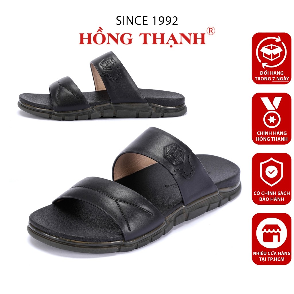 Dép Da Nam HỒNG THẠNH Dép Da Bò Quai Ngang Thoải Mái Êm Chân - 4660
