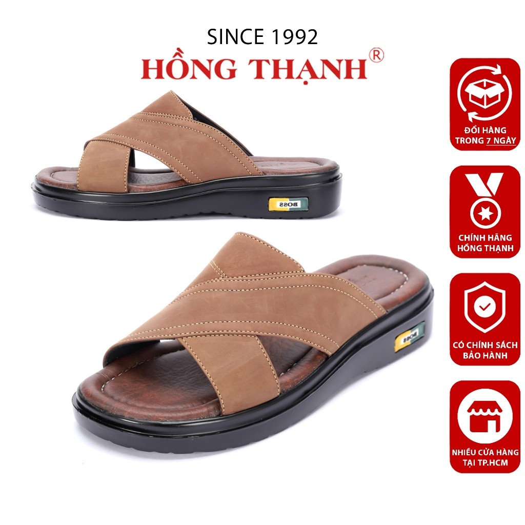 Dép Da Nam HỒNG THẠNH Dép Trung Niên Quai Da Bò Đế PU Nhẹ Êm Và Thoải Mái - 0440