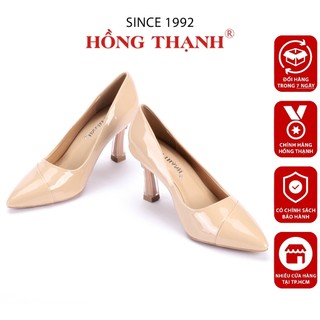 Giày Gót Cao Da Bóng HỒNG THẠNH Giày Công Sở Mũi Nhọn Cao 7cm Thanh Lịch - 4975