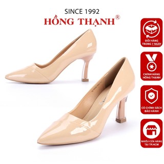 Giày Gót Cao Da Bóng HỒNG THẠNH Giày Công Sở Mũi Nhọn Cao 7cm Thanh Lịch - 4975
