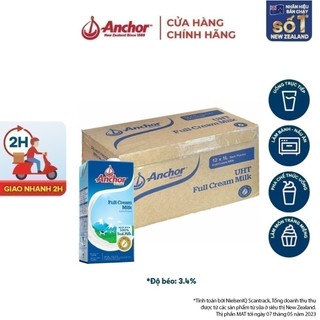   GIAO HÀNG TOÀN QUỐC  Thùng 12 hộp sữa tươi tiệt trùng Anchor nguyên kem hộp 1 lít 