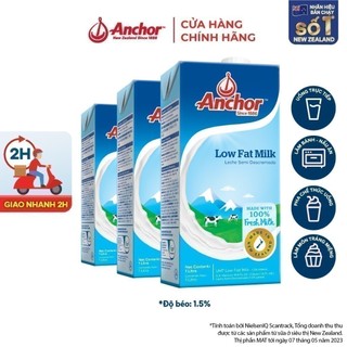   GIAO HÀNG TOÀN QUỐC  Combo 3 sữa tiệt trùng ít béo hiệu Anchor 1 lít  làm từ 100% sữa tươi tách béo  