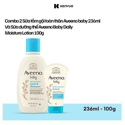 [Lucie x TD] Bộ Sữa Tắm Gội Bé Aveeno Baby Và Sữa Dưỡng Thể Aveeno Baby Daily Moisture Lotion (lotion 100g + wash 236ml)