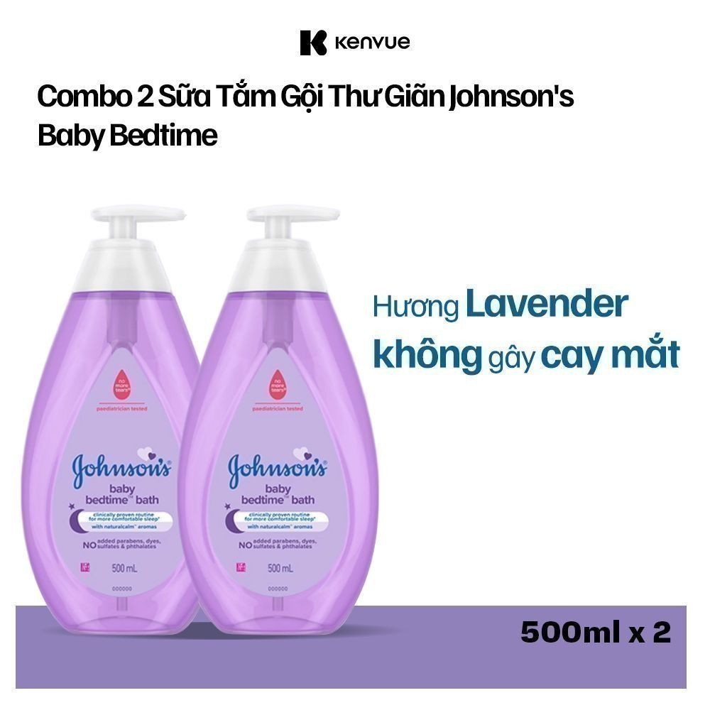 [Johnson's Baby x Hannah] Combo 2 Sữa Tắm Gội Thư Giãn Johnson's Baby Bedtime 500ml