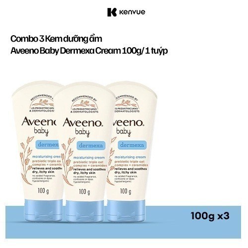 [HANNAH] Combo 3 Kem dưỡng ẩm Aveeno Baby Dermexa Cream 100g