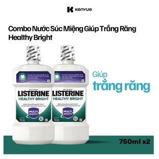  Bộ 2 Nước súc miệng làm trắng răng Listerine Healthy Bright Mouthwash 750ml chai 