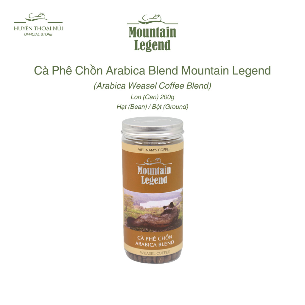 Cà Phê Chồn Arabica Blend Mountain Legend 200g – Vị Cam Chanh, 10% Cà Phê Chồn, Nguyên Chất Lâm Đồng