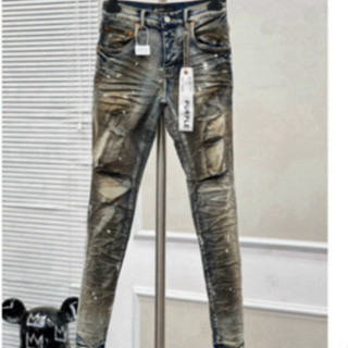HÀNG CAO CẤP Quần Jean Nam Purple Xanh Bụi 4 Cúc Rách Mác Lụa Trước Sau Bản Đẹp Hot Hit 2024