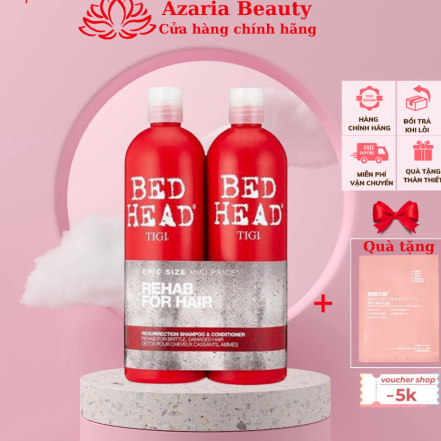 Dầu Gội Xả Tigi Đỏ Bed Head Phục Hồi Cấp Độ 3 - 750ml Cặp Dầu Gội Đầu Xả Phục Hồi Tóc Hư Tổn