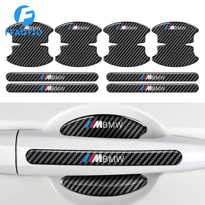 FFAOTIO Cho BMW M Sợi Carbon Miếng Dán Tay Nắm Cửa Ô Tô Miếng Dán Chống Xước Cho BMW F10 E46 F30 E90