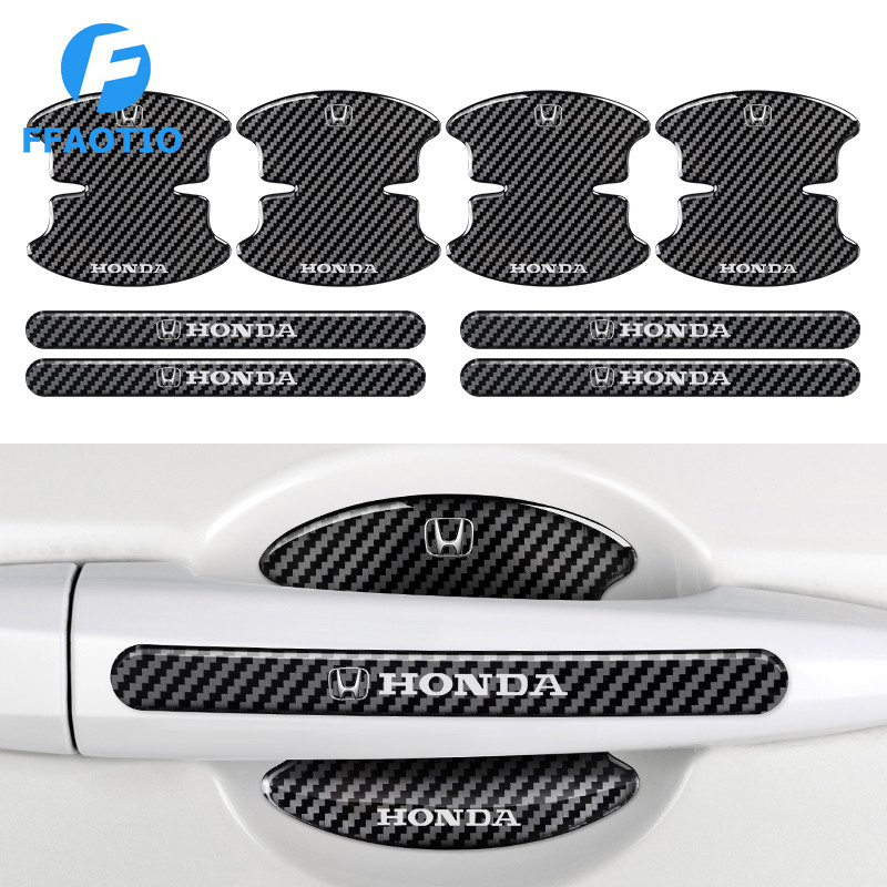 FFAOTIO Sợi Carbon Miếng Dán Tay Nắm Cửa Ô Tô Miếng Dán Chống Xước Ô Tô Cho Honda City Civic CRV Brio HRV