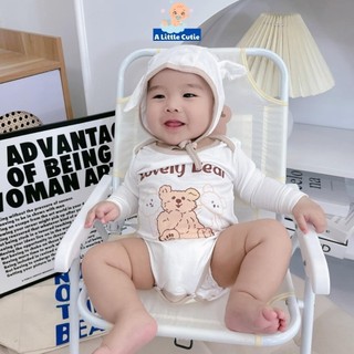 Bodysuit Cho Bé Body Chip Dài Tay Vải Tăm Lạnh Cao Cấp Tặng Kèm Mũ BDS006 - A LITTLE CUTIE