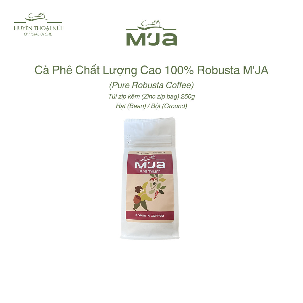 Cà Phê Hạt Robusta Natural MJA 250g Nguyên Chất Đắk Lắk, Pha Máy & Espresso, Premium Coffee Cao Cấp