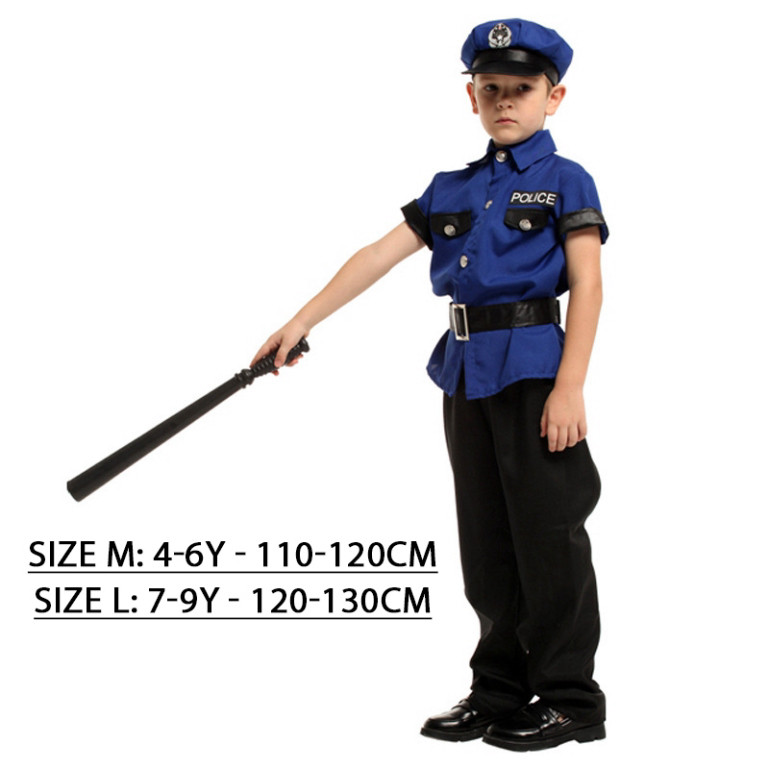 HCM Bộ đồ cảnh sát dành cho trẻ em, bộ hóa trang linh cứu hỏa, moneyheist dành cho bé trai police man kid Hỏa tốc