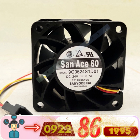 Quạt Biến Tần  3 Dây Sanyo San ace 60 9g0624s1d01 24V 0.7A   mới