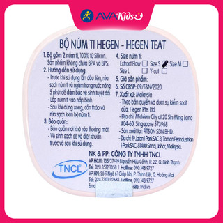 Bộ 2 núm ti Hegen cổ rộng size S (1 - 3 tháng)