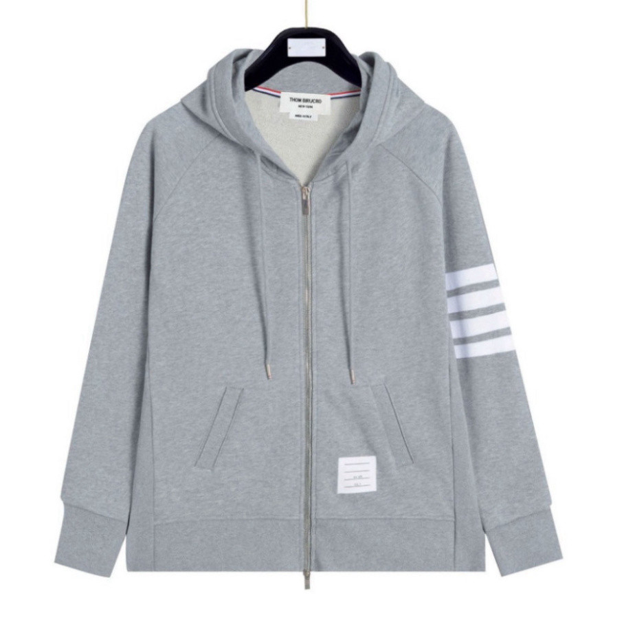 Áo Hoodie Zip, Áo Khoác Nỉ Thom có dây rút viền vai chất nỉ dày dặn_Áo Khoác Khoá Kéo Thom Browne Siêu Hót Siêu Ấm 2024