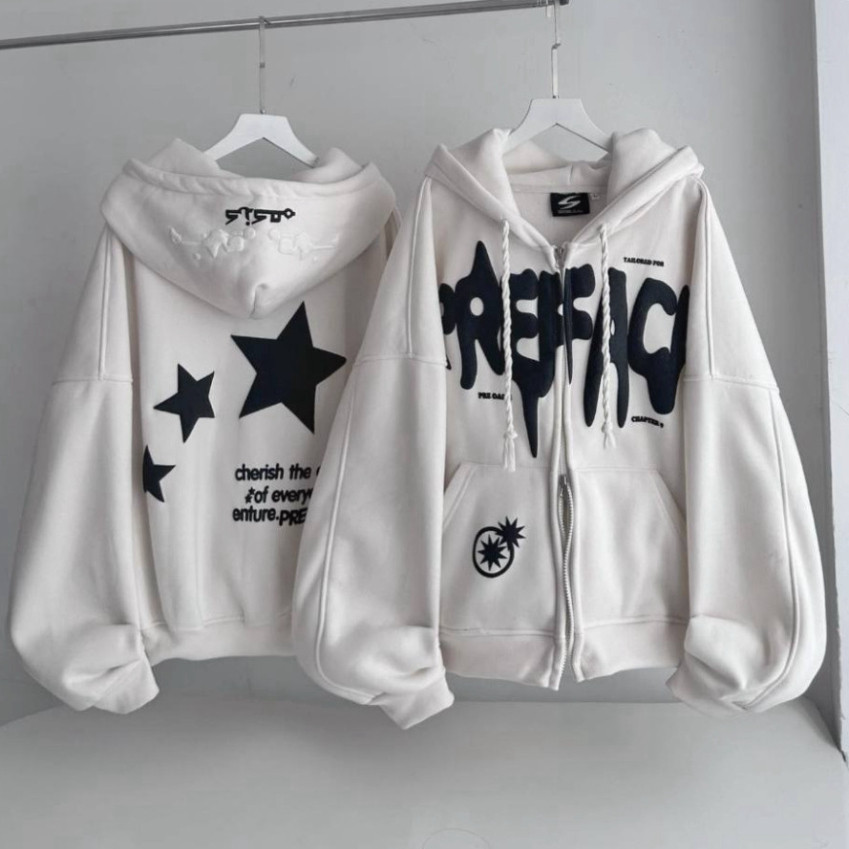 Áo Khoác Nỉ Bông In Nổi Boxy THREE STARS Unisex_SSSTore