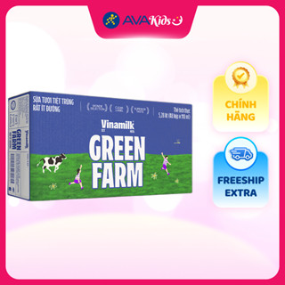 Thùng 48 hộp sữa tươi tiệt trùng Vinamilk Green Farm rất ít đường 110 ml (từ 1 tuổi)