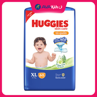 Tã quần Huggies Skincare cực đại size XL 60 miếng (12 - 17 kg) - Mùi hương tràm trà