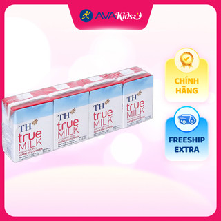 Lốc 4 hộp sữa tươi tiệt trùng TH true MILK có đường hương dâu 110 ml  từ 1 tuổi  