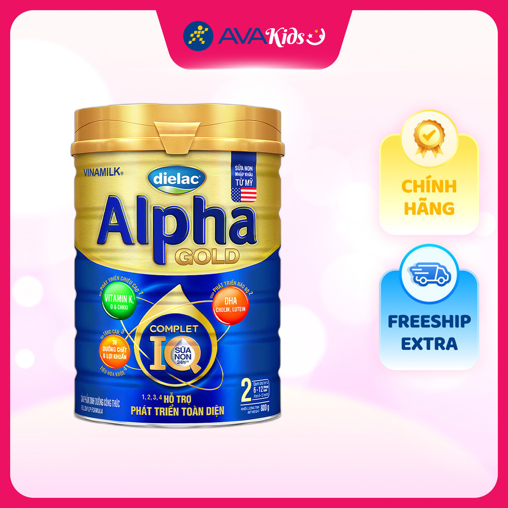 Sữa bột Dielac Alpha Gold IQ số 2 (sữa non) 800g (6 - 12 tháng)