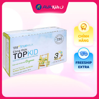 Thùng 48 hộp sữa tươi tiệt trùng TH true MILK Top Kid Organic có đường hương kem vanilla tự nhiên 180 ml (từ 1 tuổi)