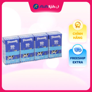 Lốc 4 hộp sữa tươi tiệt trùng Vinamilk ít đường 110 ml (từ 1 tuổi)