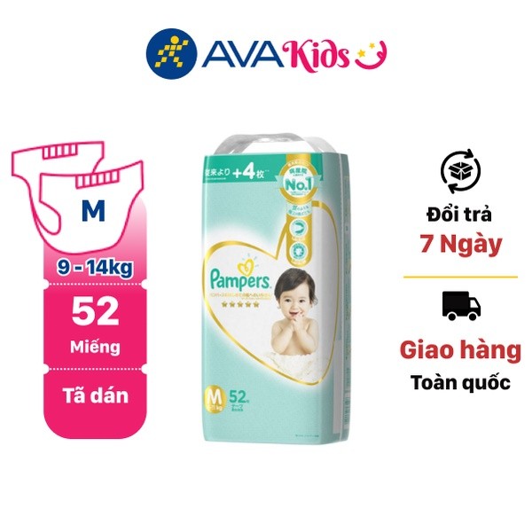 Tã dán Pampers cao cấp size M 52 miếng (cho bé 6 - 11kg)