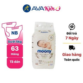 Tã dán Moony Natural size NB 63 miếng (cho bé dưới 5kg)