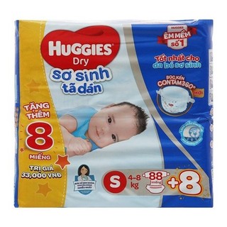 Tã dán sơ sinh Huggies size S 96 miếng (từ 4 - 8 kg)