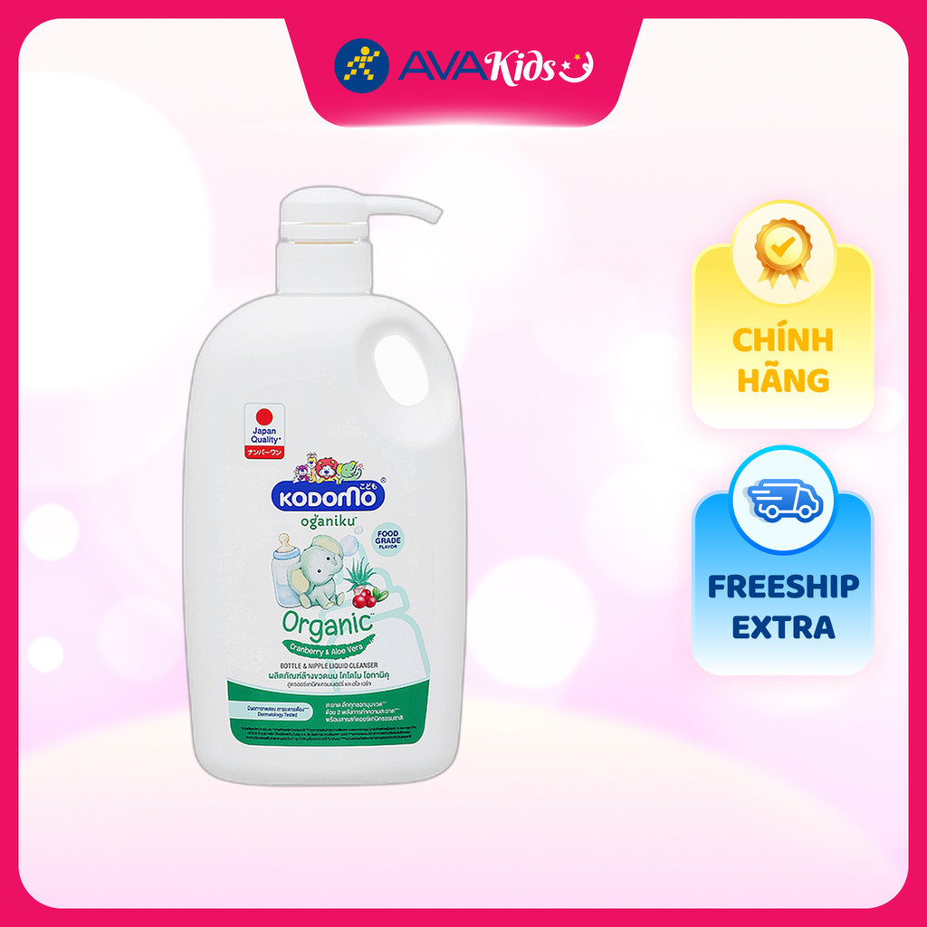 Dung dịch làm sạch đồ dùng Kodomo Organic chiết xuất lô hội và việt quất chai 650 ml hương quả mọng