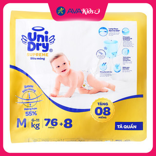 Tã quần Unidry Supreme Thin & Soft size M 76 + 8 miếng - Dành cho trẻ 6 - 11 kg