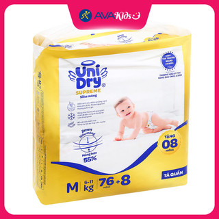 Tã quần Unidry Supreme Thin & Soft size M 76 + 8 miếng - Dành cho trẻ 6 - 11 kg