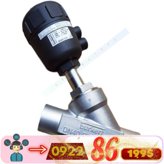 Van Điện Góc  Burkert  2000A Van Điện Ghế Khí Nén Thường Mở 00178601 Hơi DN15 mới