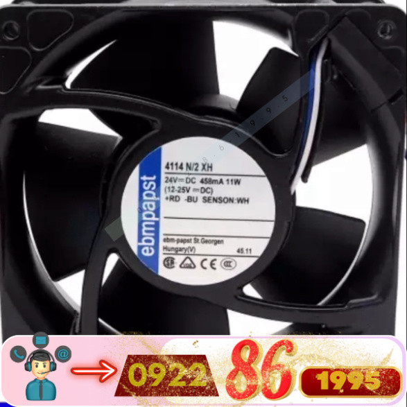 Quạt Biến Tần 4114n-2xh 4114n-2hu 24v 11w  Ebmpapst  Ba Dây mới