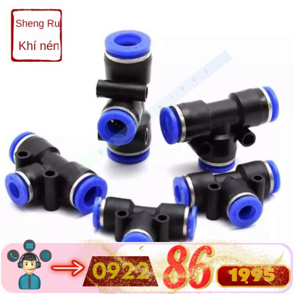 Đầu Nối Nhanh   Chữ T PE-6/8/10/12/16Mm  PE-16s  PE-8 PE-6 PE-10 mới