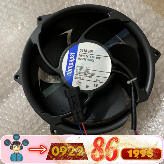 6314hu 6314hr  Ebmpapst Quạt 24V 36W  Biến Tần  Quạt Làm Mát mới