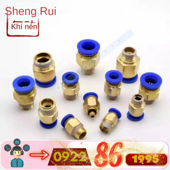 Đầu nối khí PC4 PC6 PC8 PC10 PC12-M5 01 02 PC12-04 PC12-01 PC12-02 PC10-02 mới