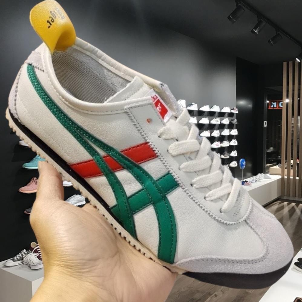 Giày ONITSUKA TIGER TOKUTEN WHITE GREEN. giày tiger màu trắng phối viền xanh đỏ Nữ full bill box 202