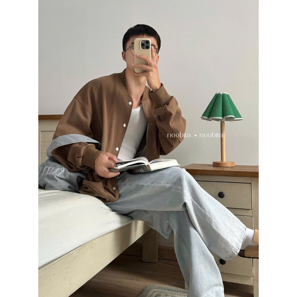 NOOBITA - Áo khoác bomber nút bấm 8202