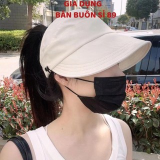 Mũ bucket hở chóp,  Mũ lưới chai chống nắng chống tia Uv có nút đeo khẩu trang thời trang hàn quốc
