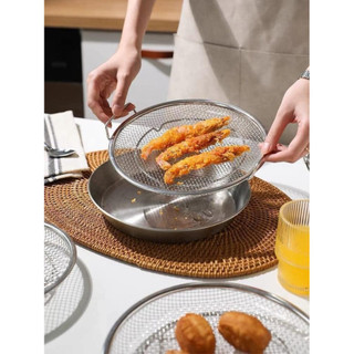  Set Khay Kèm Vỉ Lưới Lọc Dầu Chất Liệu Inox 304 Tiện Dụng Cho Nhà Bếp Size 20cm - Khay đựng đồ đa năng 