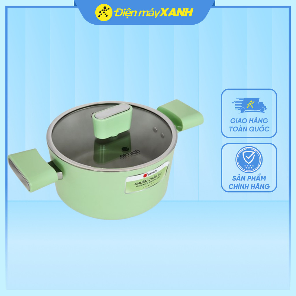 Nồi nhôm men sứ chống dính nắp kính 20 cm Elmich Hera II EL-5203GY20