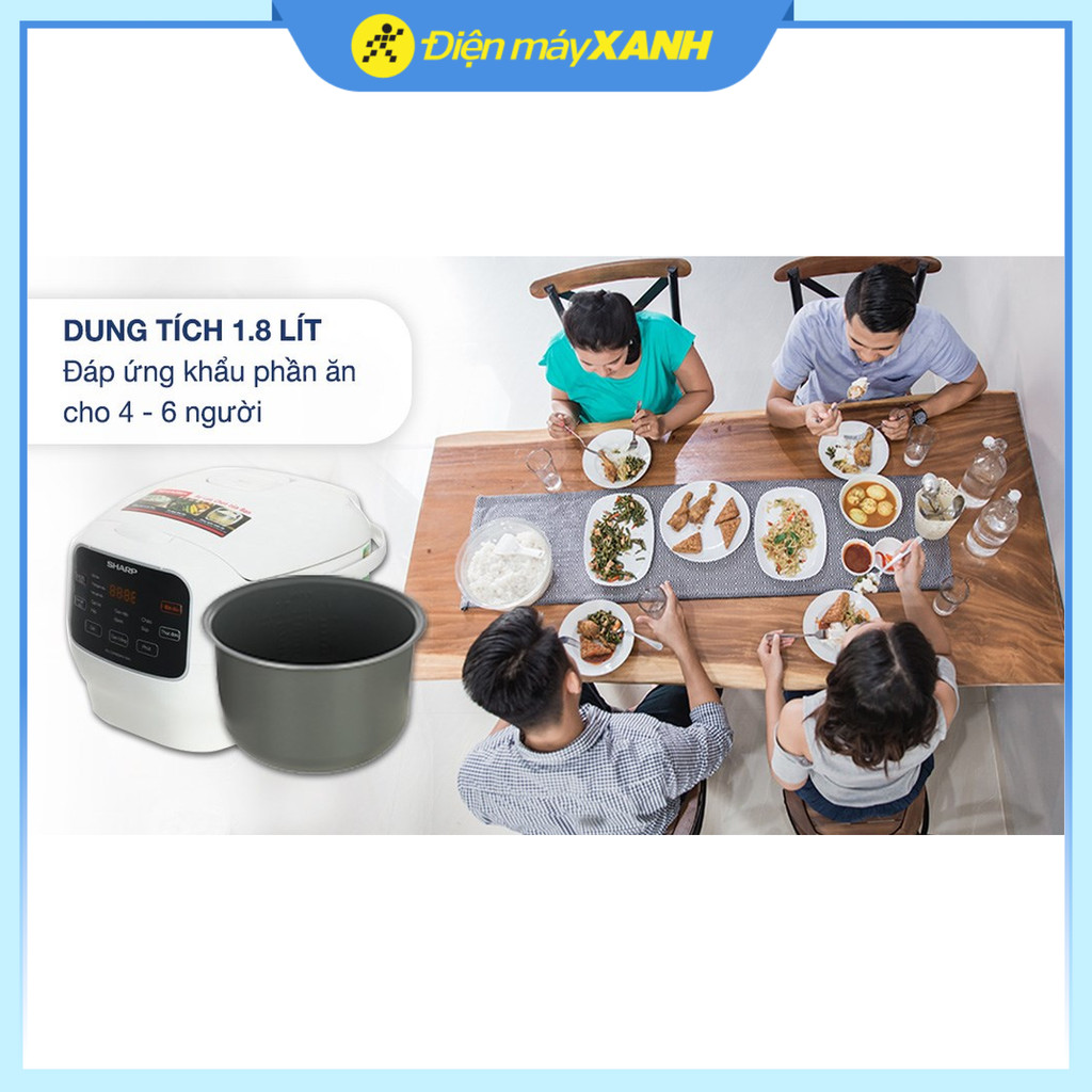 Nồi cơm điện tử Sharp 1.8 lít KS-COM183MV-WH