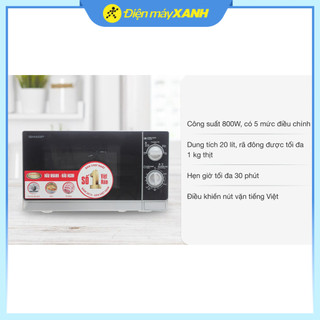Lò vi sóng Sharp R-205VN(S) 20 lít | 5 Mức Công Suất | Nút Tiếng Việt