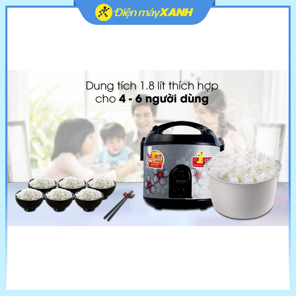 Nồi cơm nắp gài Sharp 1.8 lít KS-NR191STV