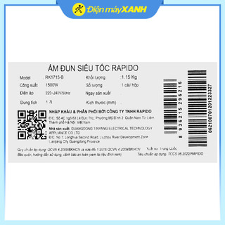 Bình đun siêu tốc Rapido 1.7 lít RK1715B